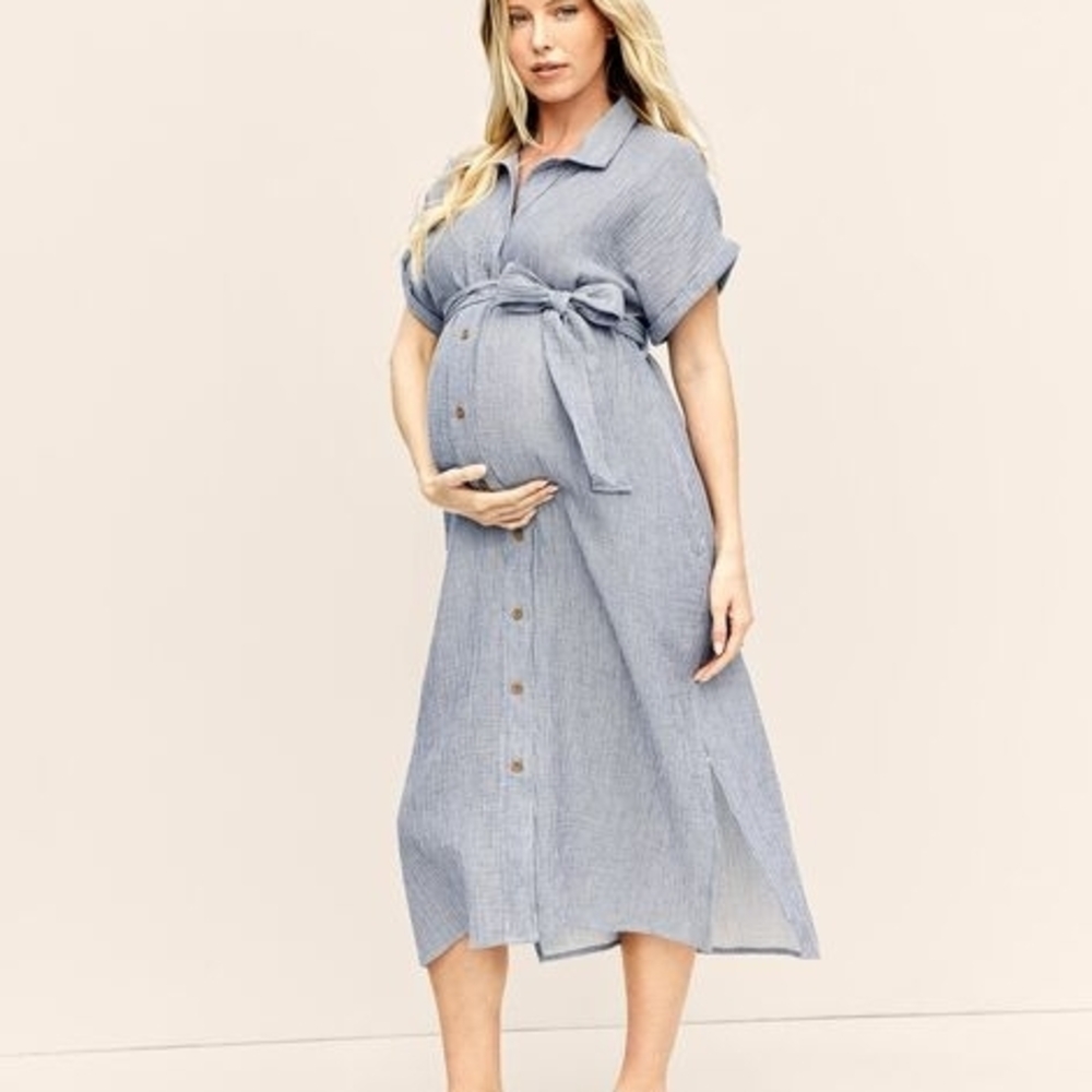 Women's Maternity Seaside Midi Shirtdress